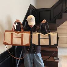 Bolsa de yoga, de gran capacidad, portátil y ligera, adecuada para viajes cortos, sencilla y versátil, bolso de hombro y bandolera para mujer. - Café - Ver 1