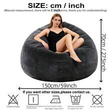 1 件装懒人沙发豆袋沙发客厅卧室可躺式豆袋沙发（不含填充物，仅含沙发套）榻榻米地板沙发垫 - 深灰色 - 查看 2