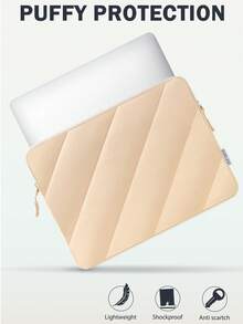 SENLASI Puffy Protective Laptop Sleeve 13.5 14 15.6 Inch,Laptop Bag Compatible With Macbook Air 13 15 M1 M2 2012-2023, Pro 13 14 15 2010-2022,14-16 Chromebook Surface Notebook,Soft Fluffy Inner Lining, Laptop Case, Beige - View 1