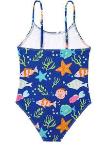 Girls Bathing Suit Size 2-10 Years - Cute Toddler Swimsuit Girl Adjustable One Piece Swimwear For Summer Beach Wear - Một con cá biển - Xem 3