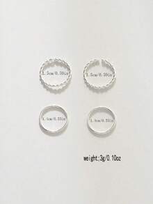 4pcs Minimalist Metal Twist Design Toe Rings Set, Suitable For Beach Party, Travel, Vacation Jewelry Accessories - Multicolor - View 4