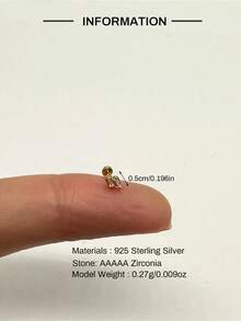 1件装925纯银耳钉，女士耳骨钉，平底耳廓耳钉，适合日常佩戴、婚礼、派对、订婚等场合，精美首饰 - 金色 - 查看 8