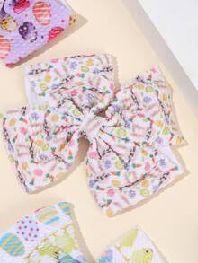 5个复活节兔子蝴蝶结发夹，彩蛋装饰蝴蝶结，适合女孩，优雅发饰，派对小礼物 - 彩色 - 查看 5