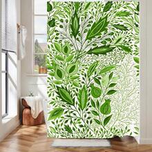 1pc Fresh And Fashionable Plant Leaf Shower Curtain, Abstract Plant Leaf Printed Shower Curtain, Suitable For Various Room Doors, Windows, Bathroom Decoration Partitions, Bathroom Accessories, - A - View 2