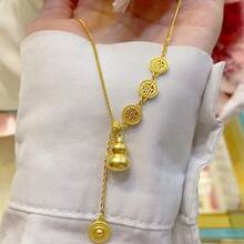 High Color Retention Fortune Gourd Necklace, Same Style As In Gold Shops, Ancient Sand Gold Plated With , Versatile Necklace For Wholesale - Gold Shop Same Style Gourd Necklace D1-14 - View 4