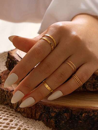 10pcs Assorted Minimalist Metal Rings, Knuckle Rings Set For Women
