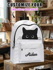 Mochila con bolsillo bordado personalizado, mochila universitaria personalizada, mochila de viaje, mochila escolar, bolso para portátil, mochila personalizada, casual y de moda - Multicolor - Ver 9