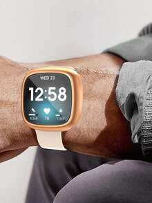 1 pieza Funda de reloj inteligente de TPU suave con cobertura total para Sense 2/Versa 4, de moda y cómoda, anti-caída, 2 en 1 con carcasa chapada y protector de pantalla, accesorios de funda de reloj inteligente a prueba de golpes y protectora - Fitbit Sense 2/Versa 4 - Ver 10
