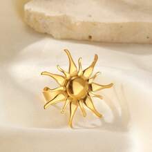 1pc Stainless Steel Sunburst Element Vintage Luxury Style Gold Decorative Accessory, Ideal New Year Gift For Women Office Wear - Ring - View 9