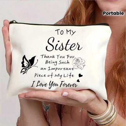 1个涤纶旅行化妆包 - 男女通用成人款 - 米色，无香型 - 多功能便携式洗漱包，带化妆品收纳功能 - 非常适合旅行、度假、商务出行、健身、露营和户外活动