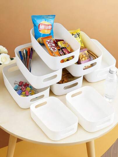1/2/4件装多功能收纳盒，塑料整理盒，桌面收纳盒，适用于存放化妆品、零食、厨房用品、浴室用品、宿舍用品等。