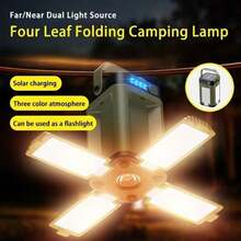 Luz de emergencia multifunción, lámpara de tienda de campaña recargable por energía solar/USB, linterna portátil para acampada con 6 modos, con gancho y indicador de nivel de batería, ajustable para uso doméstico, adecuada para senderismo, pesca, reparaciones - 1 pieza - Ver 3