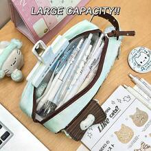 Green Four-Leaf Clover Cat Pencil Case, High-Quality Stationery Pouch, Large Capacity Student Supplies Organizer Bag - Four-leaf Clover Kitten - View 3