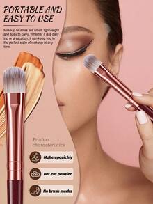 36件套专业化妆工具套装，包含25支化妆刷、1个防水化妆包、4个海绵和6个三角粉扑，一应俱全的化妆套装 - 酒紅色 - 查看 5