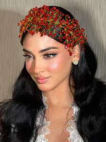 1pc Elegant Handmade Crystal Bridal Headband, Wedding/Bridesmaid Hair Accessory, Holiday Gift Valentine's Day Accessories - Silver - View 10