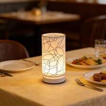 1个现代简约LED台灯，带布艺灯罩，适用于卧室、客厅和办公室 - 小型床头灯，柔和暖光 - 黃色 - 查看 14