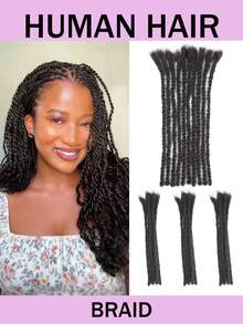 Curly Wave Loc Extensions Human Hair 10 Strands/Package Human Hair Dreadlock Extensions For Men And Women Handmade Permanent Dread Extensions Human Hair Curled Twisted Natural Black - Natural Black - View 2