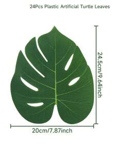 24片热带棕榈叶和芙蓉花,热带棕榈叶桌旗,人造叶子桌布,适用于婚礼、夏威夷草裙舞派对、热带丛林派对、婴儿派对、一周岁热带动物主题生日派对、夏威夷草裙舞生日派对、派对DIY装饰 - 彩色 - 查看 15