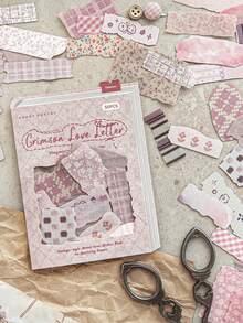 CANDY POETRY 50pcs/Pack Vintage Fabric Tear Stickers, Creative Aesthetic Craft Stickers For DIY Scrapbook Decorations, Holiday Gifts, Personalized Scrapbooking & School Supplies, School Supplies, Back To School - Green - 查看 6