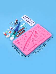 1pc Ambulance Medical Equipment Epoxy Resin Mold Syringe Saline Bag Silicone Mold Lung Epoxy Resin DIY Keychain Decoration Necklace Pendant Jewelry Making - Pink - View 3