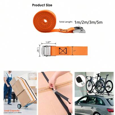 Cargo Straps Buckle Tie-Down Belt With Metal Buckle Lashing Straps Luggage Bag For Car Motorcycle Bike Truck Luggage Bag