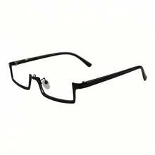 A Stylish Half-Frame Glasses With A Punk Style, Featuring Cute Sister Designs And Soft Literary Decorations, With Frameless Lenses - Black - View 4