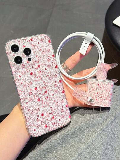 Graffiti Geometric Pattern Phone Case, TPU Material, Precise Hole Transparent Anti-Drop Protective Cover + Charger Protection Sleeve Anti- Clip, Suitable Compatible With Iphone 16 Pro Max/11/12/13/14 Plus/15 Pro/XS/XR/17/17 Pro/17 Pro Max, Unisex, Can Be Given As Holiday Gift