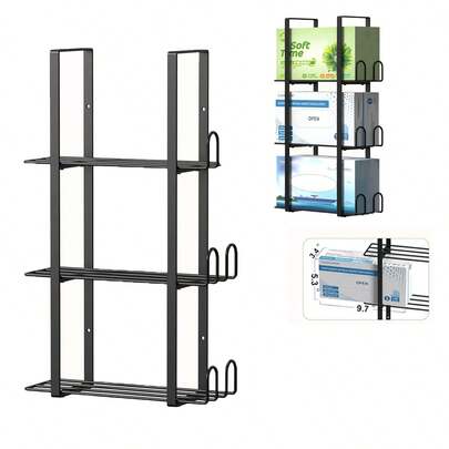 1个壁挂式三层橡胶盒架 - 手套架分配器，适用于壁挂式金属储物架、一次性乳胶手套架，也适用于厨房和车库纸巾架、实验室用品分配器储物架、多功能架