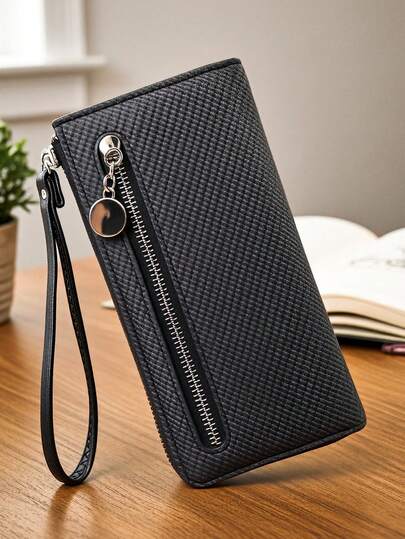 محفظة نسائية محمولة من مواد ناعمة عالية الجودة مطرزة بأسلوب عصري، محفظة هاتف محمول بسوستة مناسبة للتسوق والسفر