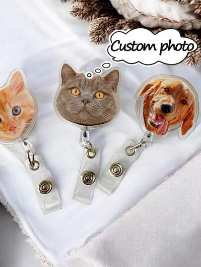 1pc Customizable Name Tag, Personalized Photo (Pet, Baby, Celebrity, Company Logo) Acrylic Retractable ID Card Holder, Customized Keychain ID Card Holder, Personalized Customization, Name Customization, Nurse ID Card Holder, Retractable ID Card, ID Card Holder, Doctor ID Card, Work ID, Customized Pet ID Card Holder - Nurse ID Card Holder With Photo - Campus ID Card Holder