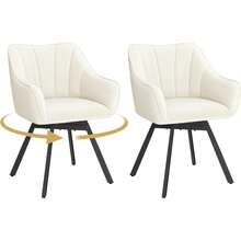 Swivel Dining Chair With Armrests And Backrest, Modern Velvet Side With Metal Legs And Rotating Seat,Kitchen Chair - Beige - View 7