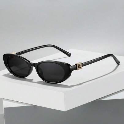 复古时尚Y2K猫眼眼镜，PC镜片，金属装饰镜腿，休闲百搭配饰眼镜