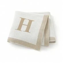 1pc 26 Letter Knitted Baby Blanket, Minimalist Casual Infant Throw Blanket, Suitable For All Seasons - Off-white - View 25
