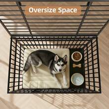 VOWNER Heavy Duty Indestructible Dog Crate, High Anxiety Dog Crate, Escape Proof Dog Cage Kennel With 4 Lockable Wheels, Double Sturdy Locks, Double Door And Removable Tray Design, For Large Dogs - 黑色 - 查看 7