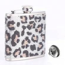 2pcs 6oz Leopard Print Rhinestone Stainless Steel Portable Hip Flask, Retro Personalized Curved Mini Liquor Bottle For Outdoor Camping, Bar, Party, Holiday Gift - Gold - View 7