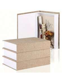 1/2 Peças Conjunto de Caixas de Livros Decorativas - Livros Falsos de Linho Moderno para Decoração de Estante e Mesa de Centro - Caixa de Armazenamento Falsa DIY - Multicolorido - Visão 6