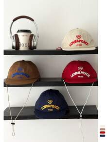 轻薄柔软夏季撞色字母刺绣速干平沿帽，男女通用户外防晒透气可调节后扣帽，薄款柔软刺绣时尚宽檐棒球帽，适合男士和女士，沙滩、假日佩戴 - LOVE掛繩 - 查看 4