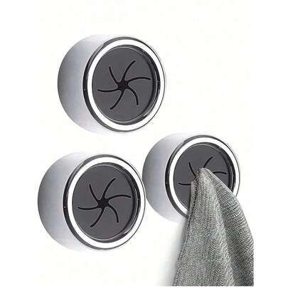 3个装自粘式壁挂毛巾架，圆形毛巾架，适用于浴室、厨房和家庭，可粘贴于墙壁、橱柜、车库等处，无需钻孔