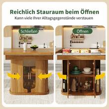 Extendable Dining Table, Kitchen Table, Round Table That Converts To An Oval, 118-158 Cm, Seats Up To 6, With Glass Doors, Walnut - Walnut Color + Medium Density Fiberboard - View 10