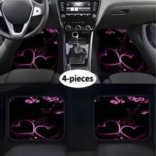 4pcs Heart And Butterfly Pattern Premium Floor Mats, Easy-To-Clean Interior Accessories, Suitable For Front And Rear Seats, All-Season Use, Fashionable And Durable, Perfect Gift - Multicolor - View 8