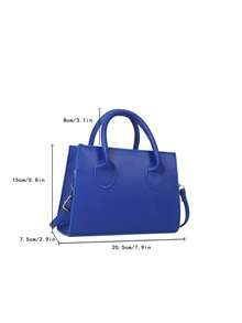 2pcs/Set Fashionable Solid Color Embossed Handbag - Blue - View 3