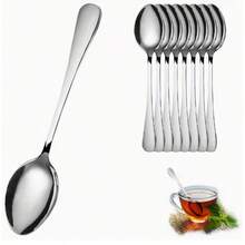 1/2pcs Stainless Steel Dessert Spoon Set, 5.39" Mini Ice Cream Spoon, Coffee Spoon, Elegant Tea Spoon, Stainless Steel Small Spoon, Household Kitchen Restaurant Afternoon Tea Tableware Set - Multicolor - View 12
