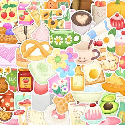 50 Pieces Of Retro Sweetie Stickers - Waterproof Vinyl, Suitable For Laptops, Water Bottles, Notebooks, Suitcases, Etc. - Cute Aesthetic DIY Scrapbook Decoration Scrapbook Supplies Stationery Funny Stickers Kindle