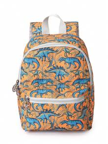 Sunflower Kids Backpack, Purple Floral 3-6 Years Old Children School Bag, Lip Stick Changing Face Vines All-Over Print Kindergarten Daypack - Dinosaur Orange Base - View 7