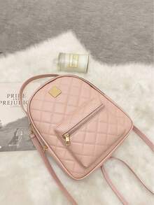 1pc Girls' Argyle Mini Backpack, Handheld/Shoulder/Backpack 3-In-1, Fashionable Versatile Petite Backpack, Adorable For Teenage Girls, Ideal Gift Choice - Multicolor - View 8