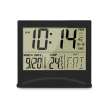 Reloj despertador de viaje digital plegable - Calendario, temperatura, temporizador con pantalla LCD con función de repetición - Dígitos grandes, alimentado por batería - Reloj de mesita de noche compacto adecuado para todas las edades - A - Ver 12