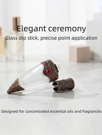 زجاجة زجاجية مزخرفة بالماس بسعة 25 مل بتصميم عتيق، قابلة لإعادة التعبئة بقطارة، زجاجة عطر محمولة للعناية الشخصية، هدية فاخرة (العطر غير مضمن، زجاجة فارغة فقط)