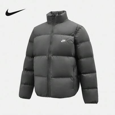 Nike Men's Puffer Jacket, Warm And Cold-Proof Down Jacket, Simple Coat, Stand-Up Collar Jacket