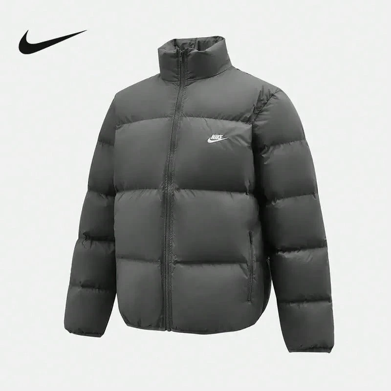 Nike Chaqueta acolchada para hombre, chaqueta de plumón cálida y resistente al frío, abrigo sencillo, chaqueta de cuello alto