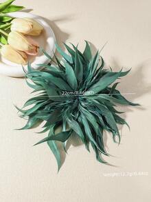 1件波西米亚复古仿水晶羽毛胸针，夸张个性化优雅多功能羽毛胸针/发夹，适合女性日常、宴会、派对及任何场合佩戴。 - 綠色 - 查看 3